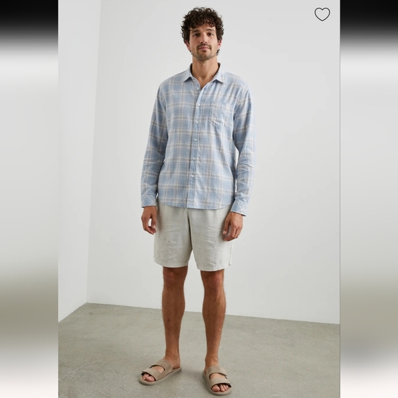 Rails Wyatt faded blue grey plaid button down soft cotton shirt L - Picture 13 of 14